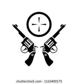 Aim vector linear stylized icon, goal abstract sign, target symbol, gun business logo template