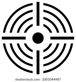 Aim vector pictogram isolated on white background, goal or target icon, abstract web design element for website or presentation, vector clip art 