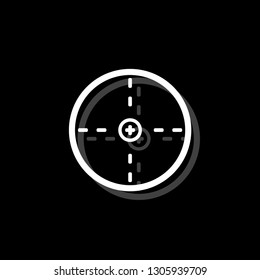 Aim. White flat simple icon with shadow