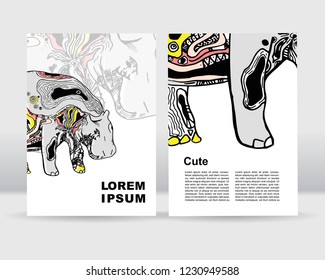 Aimal hippo background. It can be used for posters, cards, flyers, brochures, magazines and any kind of cover. EPS 10. Vector