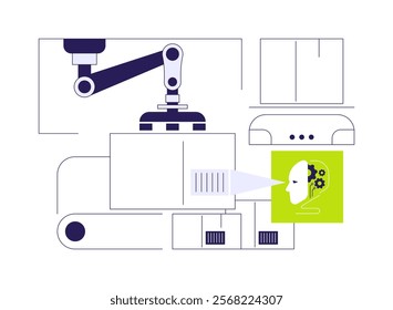 AI-Managed Robotics in Supply Chain abstract concept vector illustration. Supply Chain Management. AI-driven robotics order picking, packaging, and warehouse management. abstract metaphor.