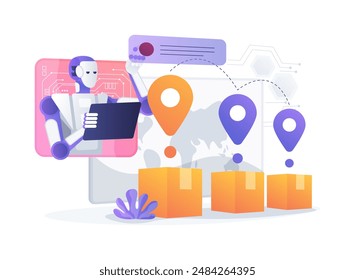 AI-Managed Smart Logistics abstract concept vector illustration. Supply Chain Management. Optimize logistics, route planning, inventory management, and tracking AI Technology. abstract metaphor.