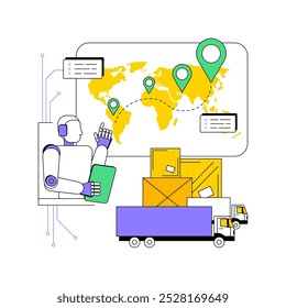 AI-Managed Smart Logistics conceito abstrato vetor ilustração. Gerenciamento da cadeia de fornecimento. Otimize a logística, o planejamento de rotas, o gerenciamento de inventário e o rastreamento da tecnologia de IA.