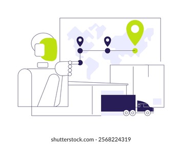 AI-Managed Smart Logistics abstract concept vector illustration. Supply Chain Management. Optimize logistics, route planning, inventory management, and tracking AI Technology. abstract metaphor.