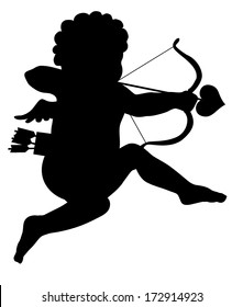 Aiming cupid vector silhouette