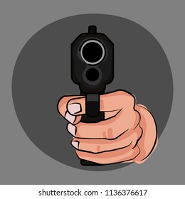 Aiming a gun straight. illustration vector.