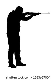 Aiming Hunter Rifle Vector Silhouette Illustration Stock Vector ...