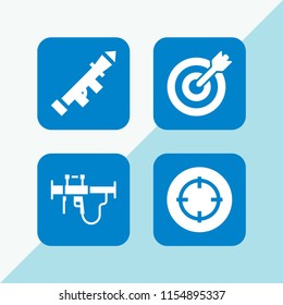 aiming icon. 4 aiming set with bazooka and target vector icons for web and mobile app
