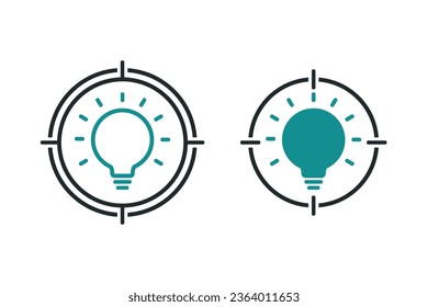 Aiming lightbulb icon. Illustration vector