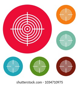 Aiming radar icons circle set vector isolated on white background