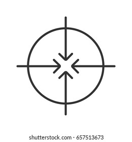 Aiming symbol linear icon. Thin line illustration. All direction arrows contour symbol. Vector isolated outline drawing