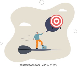 Aiming for target or goal, determination and strategy to reach target and achieve business success, aspiration and direction to win and victory.flat vector illustration.