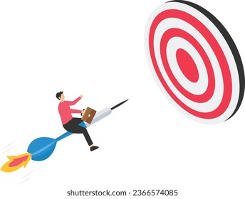 Aiming for target or goal, Determination and strategy to reach target, Achieve business success, Aspiration and direction to win and victory, Riding dart aiming for target

