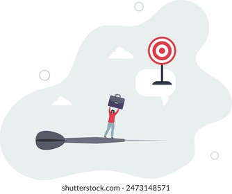 Aiming for target or goal, determination and strategy to reach target and achieve business success, aspiration and direction to win and victory.vector illustration.