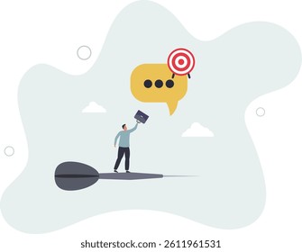 Aiming for target or goal, determination and strategy to reach target and achieve business success, aspiration and direction to win and victory.flat character life .