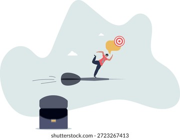 Apuntando a la meta u objetivo, determinación y estrategia para alcanzar la meta y lograr el éxito empresarial, la vida y el empleo de las personas.