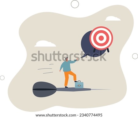Aiming for target or goal, determination and strategy to reach target and achieve business success, aspiration and direction to win and victory.flat vector illustration.