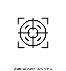 Apuntando al icono de destino. Icono de trazo de píxeles perfecto, modificable