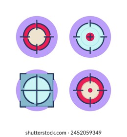 Aiming target line icon set. Target detection, point in focus, shutter sight, aim. Focus, goal concept. Vector illustration for web design and app