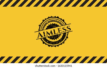 Aimless black grunge emblem inside yellow warning sign. Vector Illustration. Detailed.