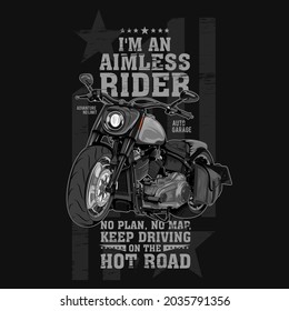 aimless rider, big engine motorcycle illustration