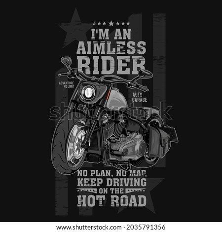 aimless rider, big engine motorcycle illustration