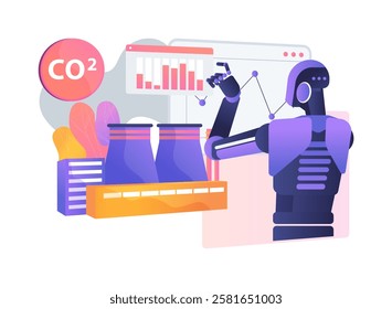 AI-Monitored Pollution Control abstract concept vector illustration. Environmental Management. Monitor industrial emission and pollution, AI sensors, real-time data analysis. abstract metaphor.