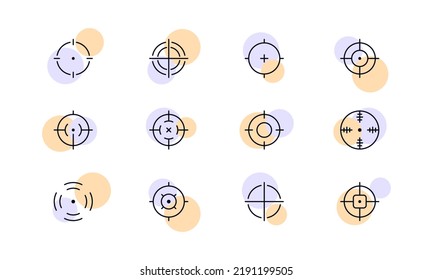 Aims set icon. Target audience, targeting, targetologist, planning, strategy, attract customers, goal, marketing, achievement, successful, success. Business concept. Vector line icon for Advertising.