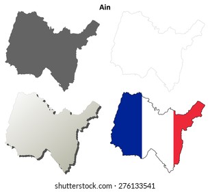 Ain (Rhone-Alpes) outline map set
