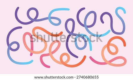 ainbow wave line set. Abstract liquid swirl shapes with gradient background, abstract Color Circle Line Backgrounds. Chain Shape Gradient Lines Pattern, Vibrant ribbon curves backgroun
