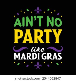 Não há festa como o Mardi Gras - Design de tipografia vibrante e lúdico