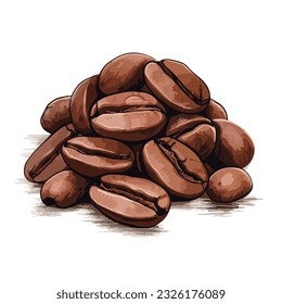 ainted coffee beans, sketch, vector drawing, perfect ingredient, choice grain