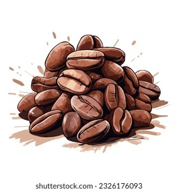 ainted coffee beans, sketch, vector drawing, perfect ingredient, choice grain