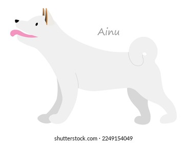 Ainu dog cute animal in colorful cartoon style isolated on white background. Vector graphics. Also known as Hokkaido dog or Seta dog, Ainu dog are fluffy hunting dogs that have been native to Japan.