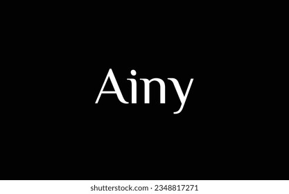 Ainy - Muslim name - Islamic name - beautiful font style - vector names in White Color on Black Background