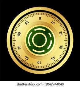 Aion (AION) cryptocurrency safe lock. Eps10 vector illustration isolated on black background.