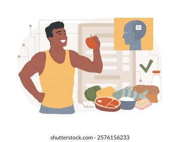 AI-Optimized Athlete Nutrition abstract concept vector illustration. Sports Analytics. Customize nutrition plans for athletes based on their training and performance data. abstract metaphor.