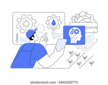 AI-Optimized Recortar Yield Prediction Ilustración vectorial de concepto abstracto. Agricultura. Pronóstico del rendimiento de los cultivos con la inteligencia artificial del patrón y la condición del Clima. TECNOLOGÍA de IA. metáfora abstracta.