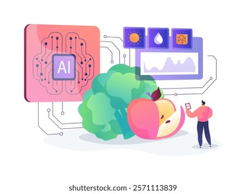 AI-Optimized Crop Yield Prediction abstract concept vector illustration. Agriculture. Forecast crop yield with AI insight of weather pattern and soil condition. AI Technology. abstract metaphor.