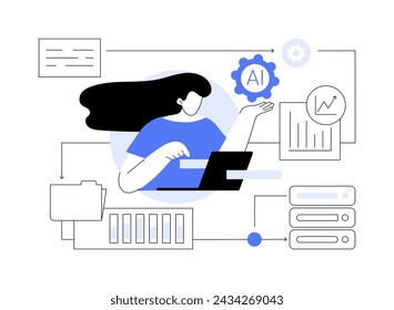 AI-Optimized Data Management Solutions abstract concept vector illustration. Data Analysis. Optimize data storage, retrieval, and management systems. AI Technology. abstract metaphor.