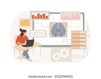 AI-Optimized Data Management Solutions abstract concept vector illustration. Data Analysis. Optimize data storage, retrieval, and management systems. AI Technology. abstract metaphor.