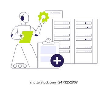 AI-Optimized Electronic Health Records abstract concept vector illustration. Healthcare. EHR system, data retrieval, and predictive health insights. AI Technology. abstract metaphor.