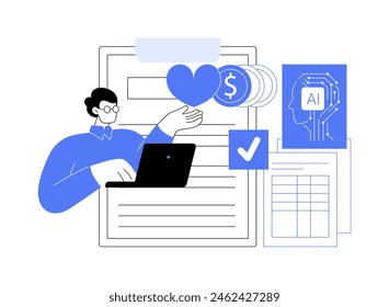 AI-Optimized Grant Application Review abstract concept vector illustration. Nonprofit and Social Impact. Expedite grant application review processes with AI assistance. abstract metaphor.