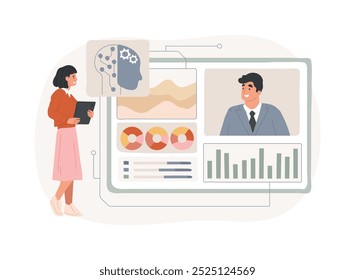 AI-Otimized HR Data Analytics conceito abstrato vetor ilustração. Recursos Humanos. Obtenha percepções sobre as tendências da força de trabalho e as decisões de RH baseadas em dados. Tecnologia AI. metáfora abstrata.