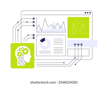 AI-Optimized HR Data Analytics abstract concept vector illustration. Human Resources. Gain insights into workforce trends, data-driven HR decisions. AI Technology. abstract metaphor.