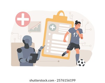 AI-Optimized Injury Prevention abstract concept vector illustration. Sports Analytics. Predict and prevent injuries by analyzing player health and movement. AI Technology. abstract metaphor.