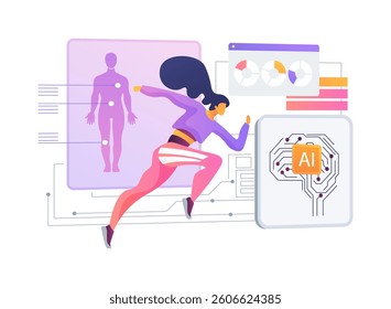 AI-Optimized Injury Prevention abstract concept vector illustration. Sports Analytics. Predict and prevent injuries by analyzing player health and movement. AI Technology. abstract metaphor.