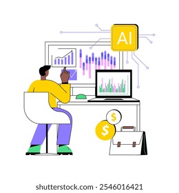 AI-Otimized Investment Portfolio Management conceito abstrato vetor ilustração. Finanças e Contabilidade. Otimizar a carteira de investimentos, a afetação de ativos. Tecnologia AI. metáfora abstrata.