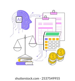 AI-Otimized Legal Faturamento conceito abstrato ilustração vetorial. Serviços jurídicos. Precisão e transparência de faturamento, controle de tempo e faturamento. Tecnologia AI. metáfora abstrata.