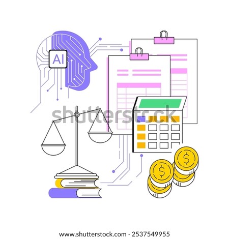 AI-Optimized Legal Billing abstract concept vector illustration. Legal Services. Billing accuracy and transparency, time tracking and invoicing. AI Technology. abstract metaphor.
